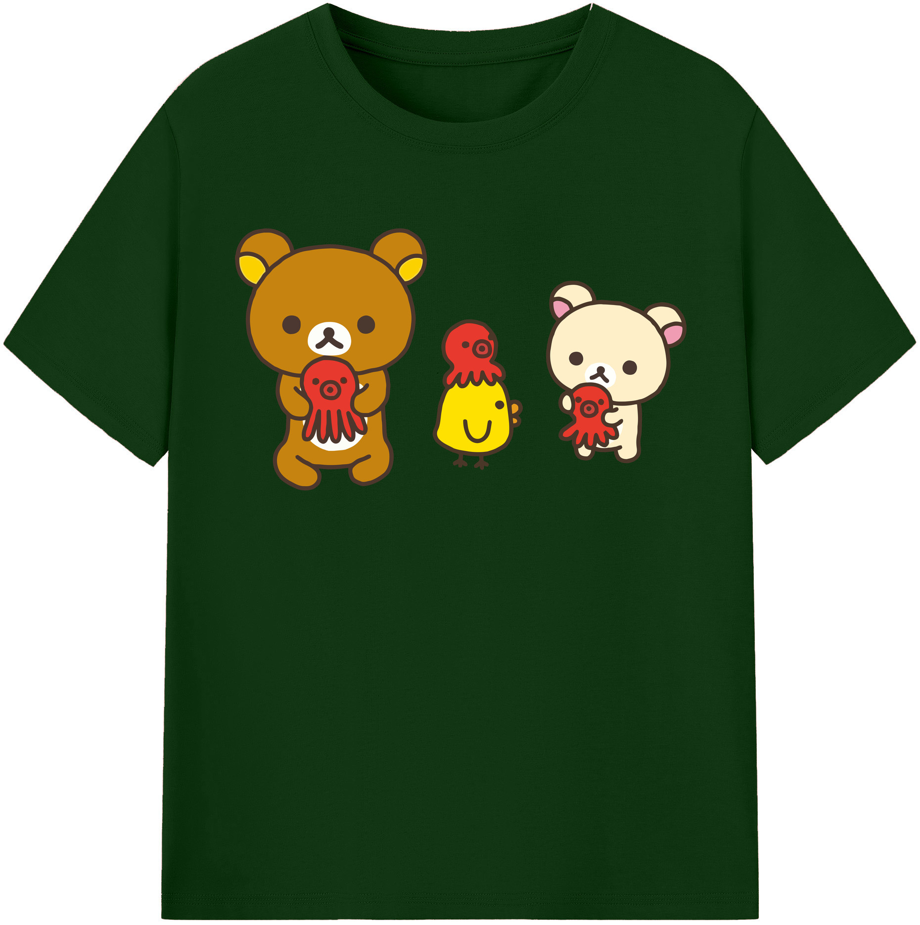 （画像用） リラックマ リラックマ キイロイトリ Rilakkuma Korilakkuma Kiiroitori 綿100％半袖Tシャツ（フロントプリント）